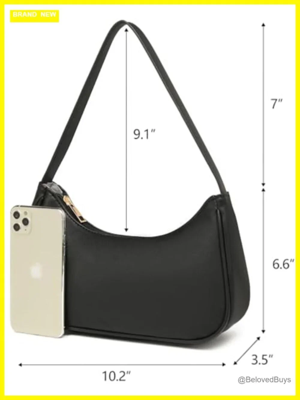 Vegan Leather Hobo Sling Tote Handbag with Zipper Closure